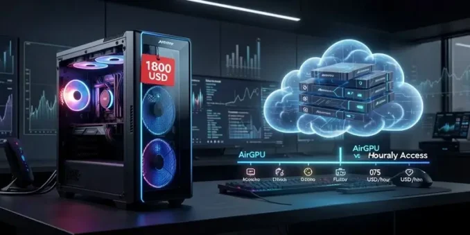 AirGPU gaming cost comparison 2026 showing hourly cloud PC rental versus buying gaming hardware
