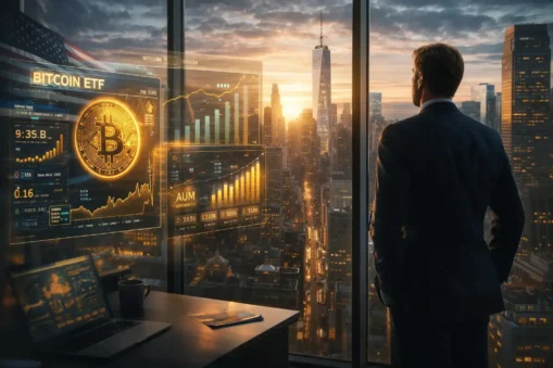 Bitcoin ETF Strategy 2026 USA market overview showing institutional Bitcoin ETF growth and financial adoption