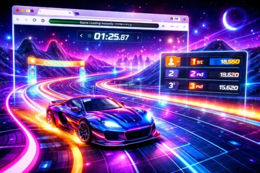 Poly Track style racing games driving the Browser Games 2026 Viral trend