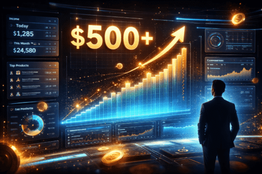 Sell Digital Templates 2026: 7 Proven Ways to Earn $500 Sell Digital Templates 2026 income graph showing $500 monthly earnings potential