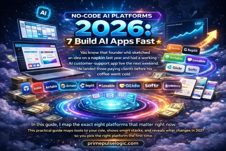 No-Code AI Platforms 2026 illustration showing how to build AI apps fast using no-code tools and platforms