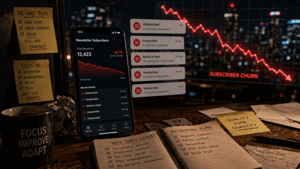 Substack Newsletter Income 2026 churn rate showing subscriber drop and retention issues