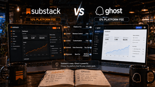 Substack Newsletter Income 2026 comparison between Substack and Ghost platforms
