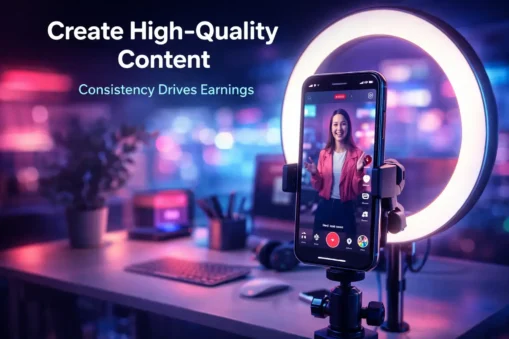 TikTok Creator Rewards 2026: 7 Proven Ways to Earn TikTok Creator Rewards 2026 content creation setup with lighting and camera