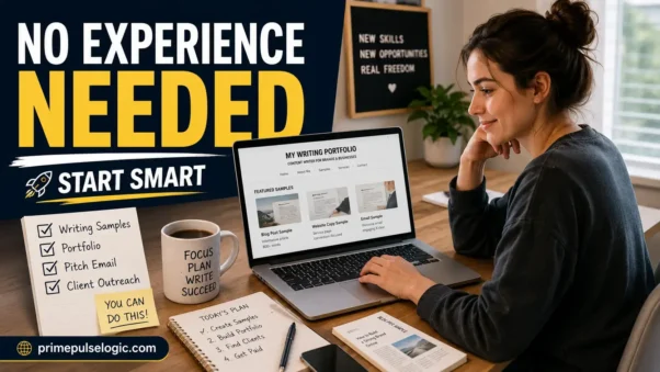 How to Start Freelance Writing with no experience, beginner writer building samples and a portfolio