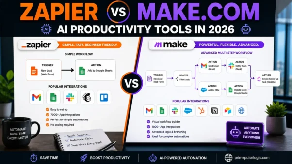 Zapier vs Make comparison in AI Productivity Tools in 2026 automation workflows
